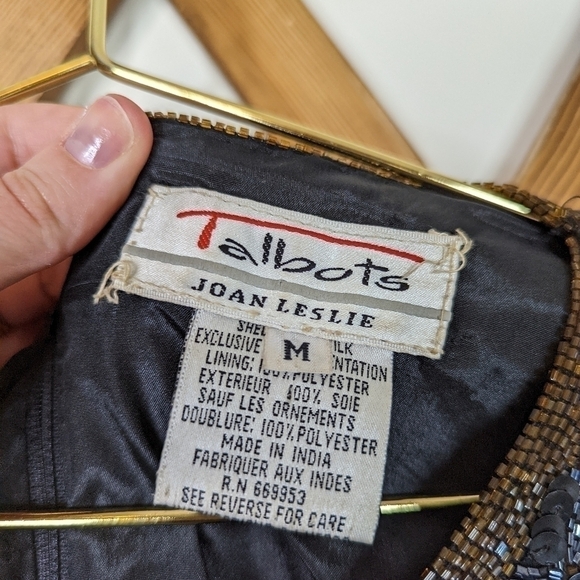 Vintage Talbot's Silk Sequin 80s Long Sleeve Blouse Sweater - Picture 6 of 10